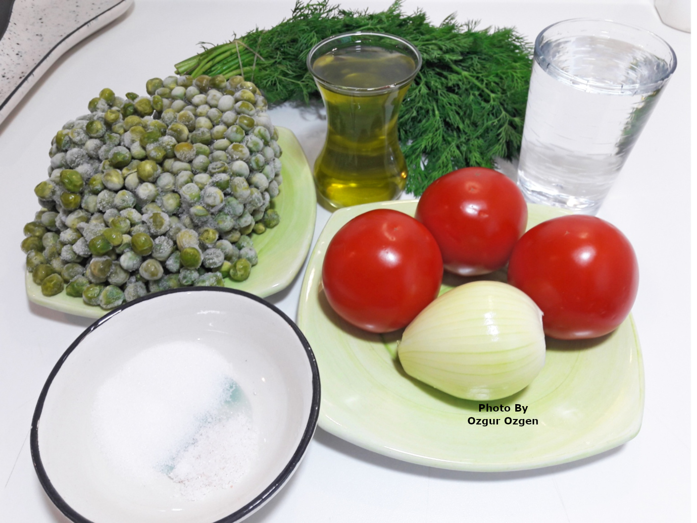 ingredients for making olive oil peas
