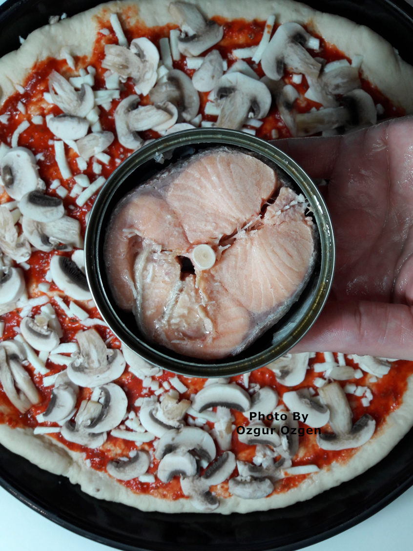 Salmon can and the pizza dough